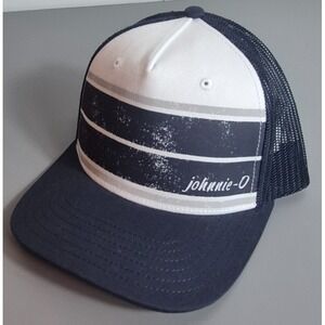 Johnnie-O Mens Mesh Snap-Back Trucker Hat OSFA Navy Blue White Gray